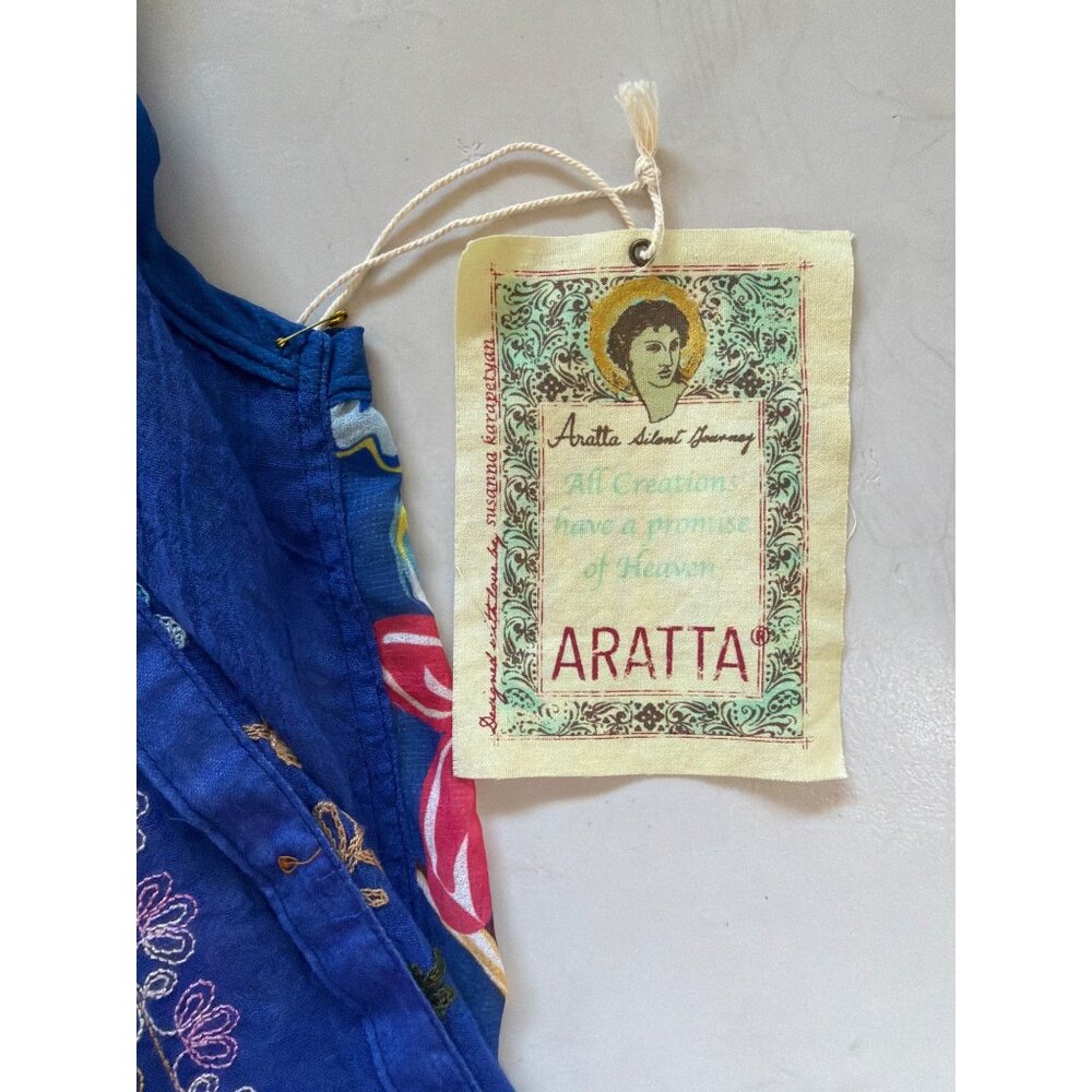 NWT Aratta Adonis Blue Embroidered Maxi Duster Shirt Dress S $228 Boho Festival - Picture 10 of 17